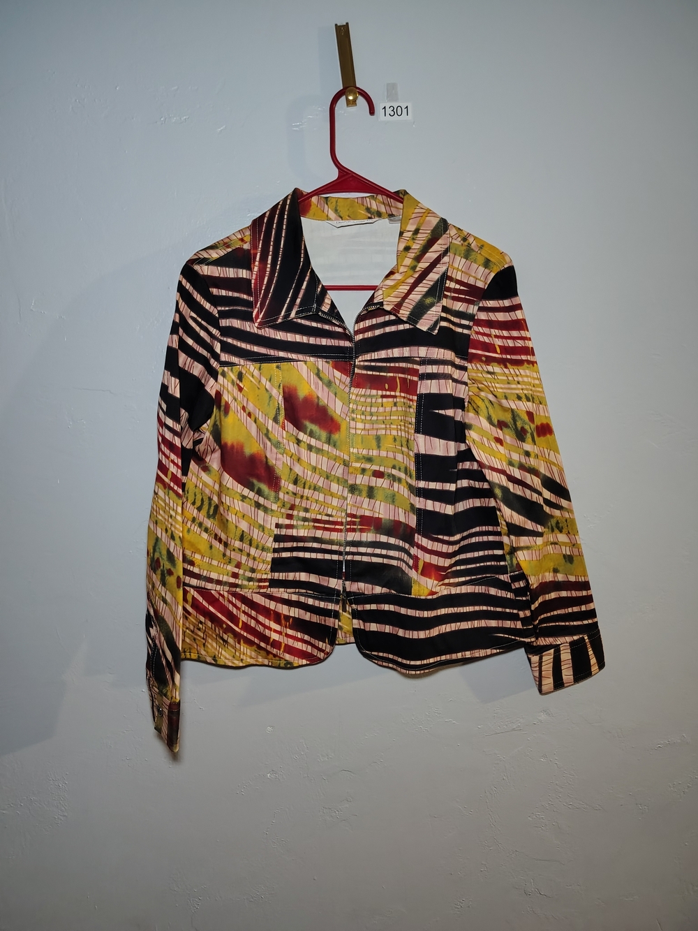 Women's Abstract Printed Blazer in Black, Yellow & Pink
